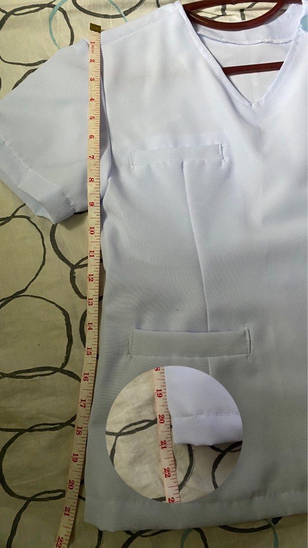 MCU female medtech blouse (Category: Blouses) located in Quezon City. Submitted by aliyahsam (Listing ID 1327001825, Image 3). Description: -MCU 3rd year female blouse uniform -size: XS to S -check the photos for measurements -left side buttons and right side pockets -u can personally try it at school since i still have ojt at mcu hospital (payment first, then ill refund it after u return the item if it doesn’t fit u) -idk what the cloth is calle
