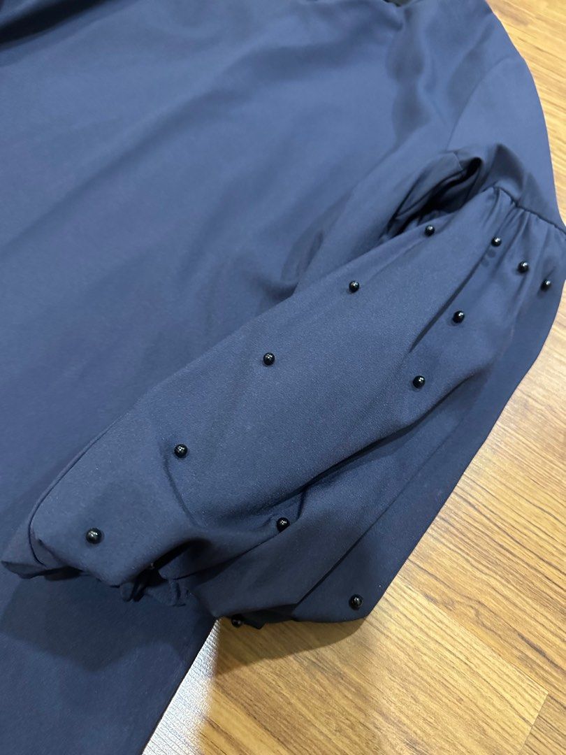 Navy Blue Puff Sleeve Blouse Women s Fashion Tops Longsleeves On navy-blue-puff-sleeve-blouse-women-s-fashion-tops-longsleeves-on