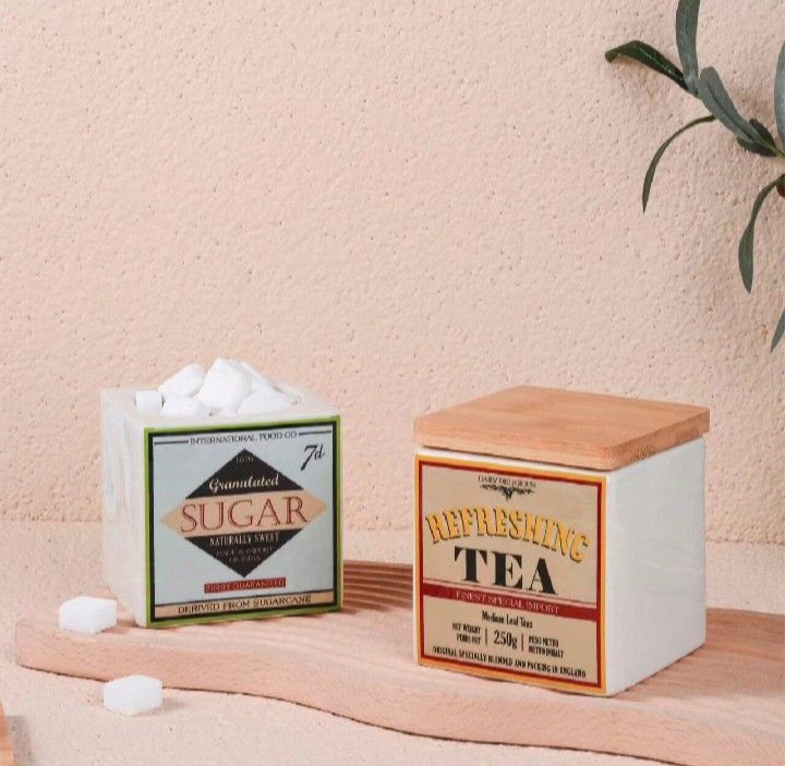 New Kitchen Storage Ceramic Coffee Sugar and Tea with Bamboo Lid. (Category: Coffee & Tea Tableware) located in Quezon City. Submitted by sirhc83 (Listing ID 1327153012, Image 2). Description: Vintage Decorations Bamboo Lid Ceramic Storage Jar.