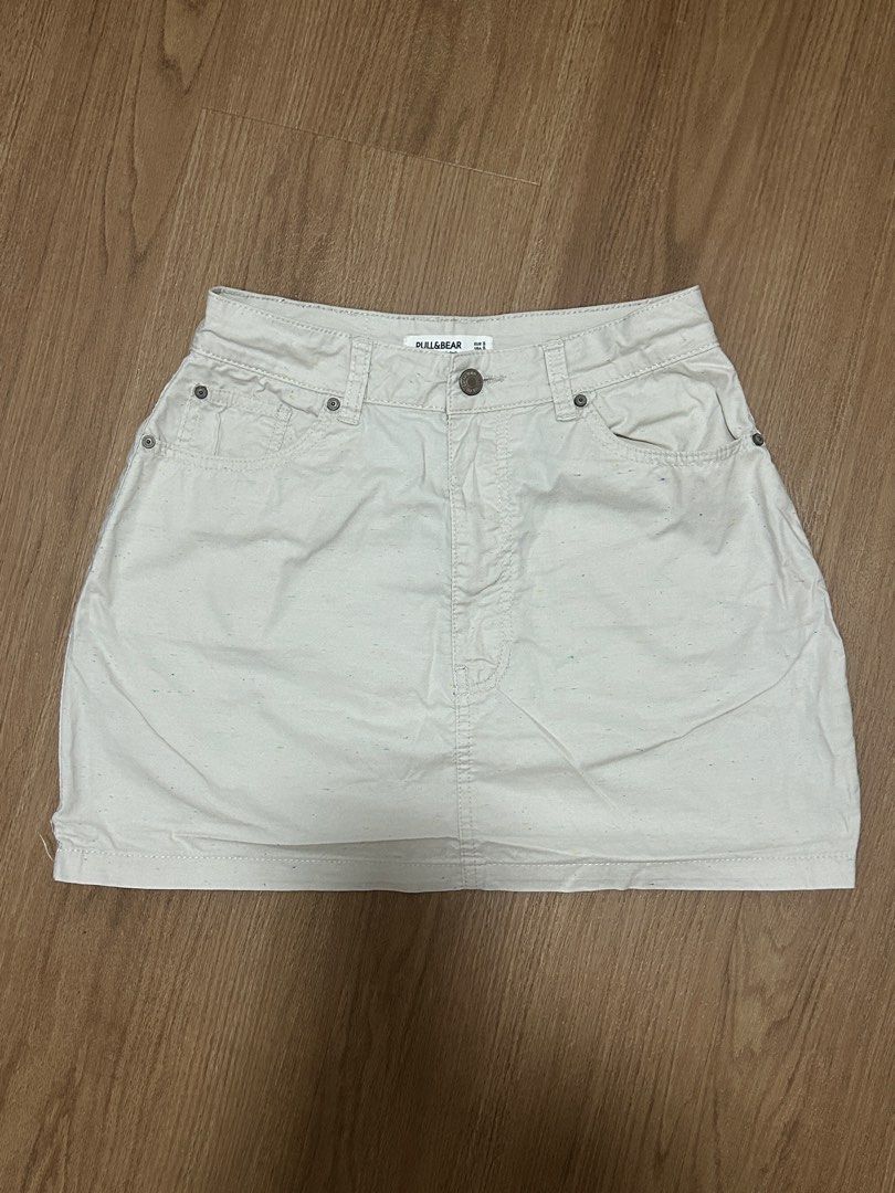 Pull Bear white denim skirt Women s Fashion Bottoms Skirts on Carousell