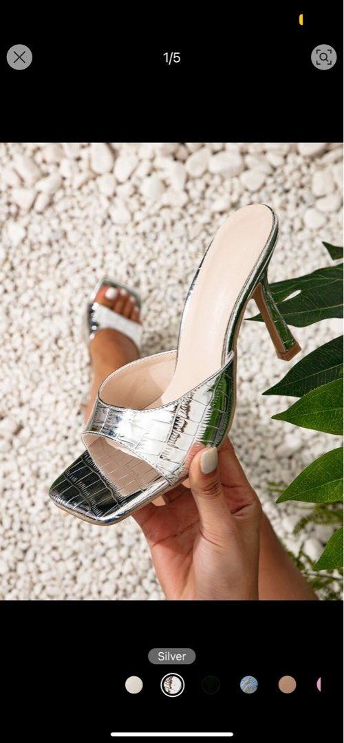 silver heels (Category: Sandals) located in Quezon City. Submitted by declutterwsof (Listing ID 1327178654, Image 2). Description: shein never worn just tried it on 2 inch heels size 6.