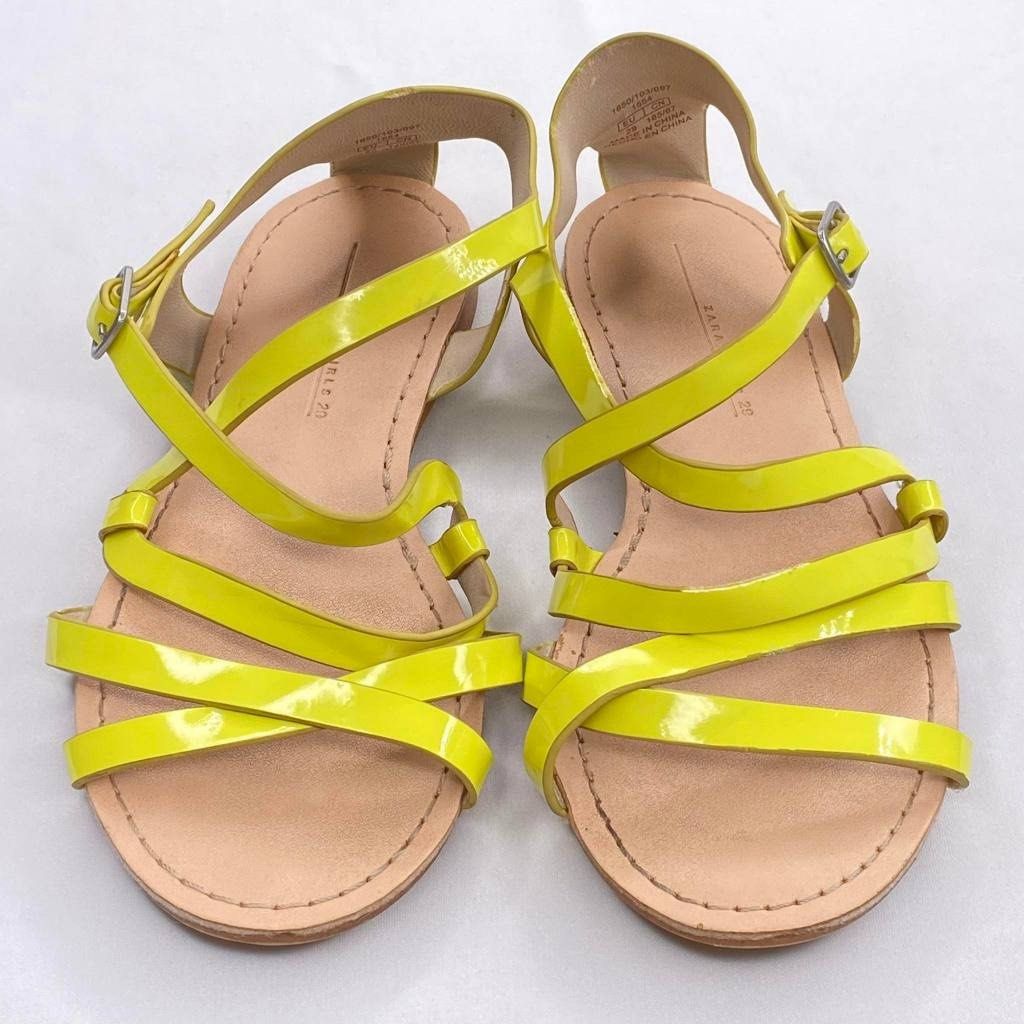 Size 29 18.5 19cm Zara Kids Neon Yellow Green Gladiator Sandals Original
