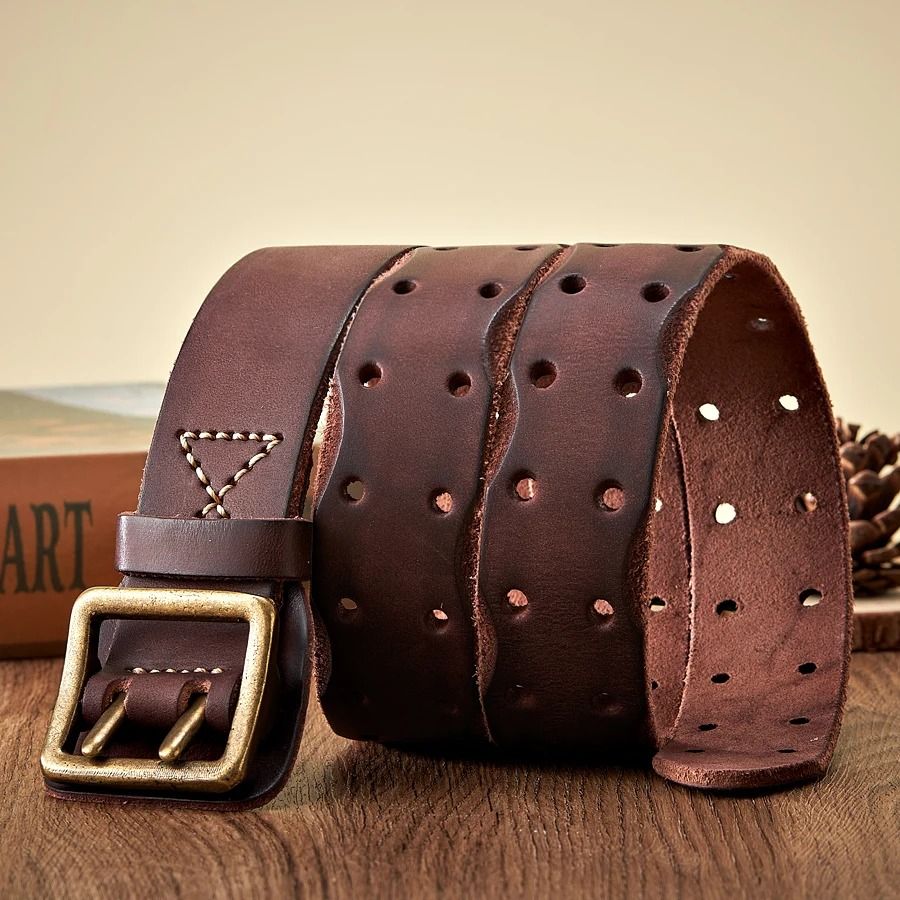 Thick Original Leather Belt Vintage Men Wide Belt Male Cowhide Real Genuine Leather Double Prong Buckle Strap Cowboy Jeans Belt Carousell