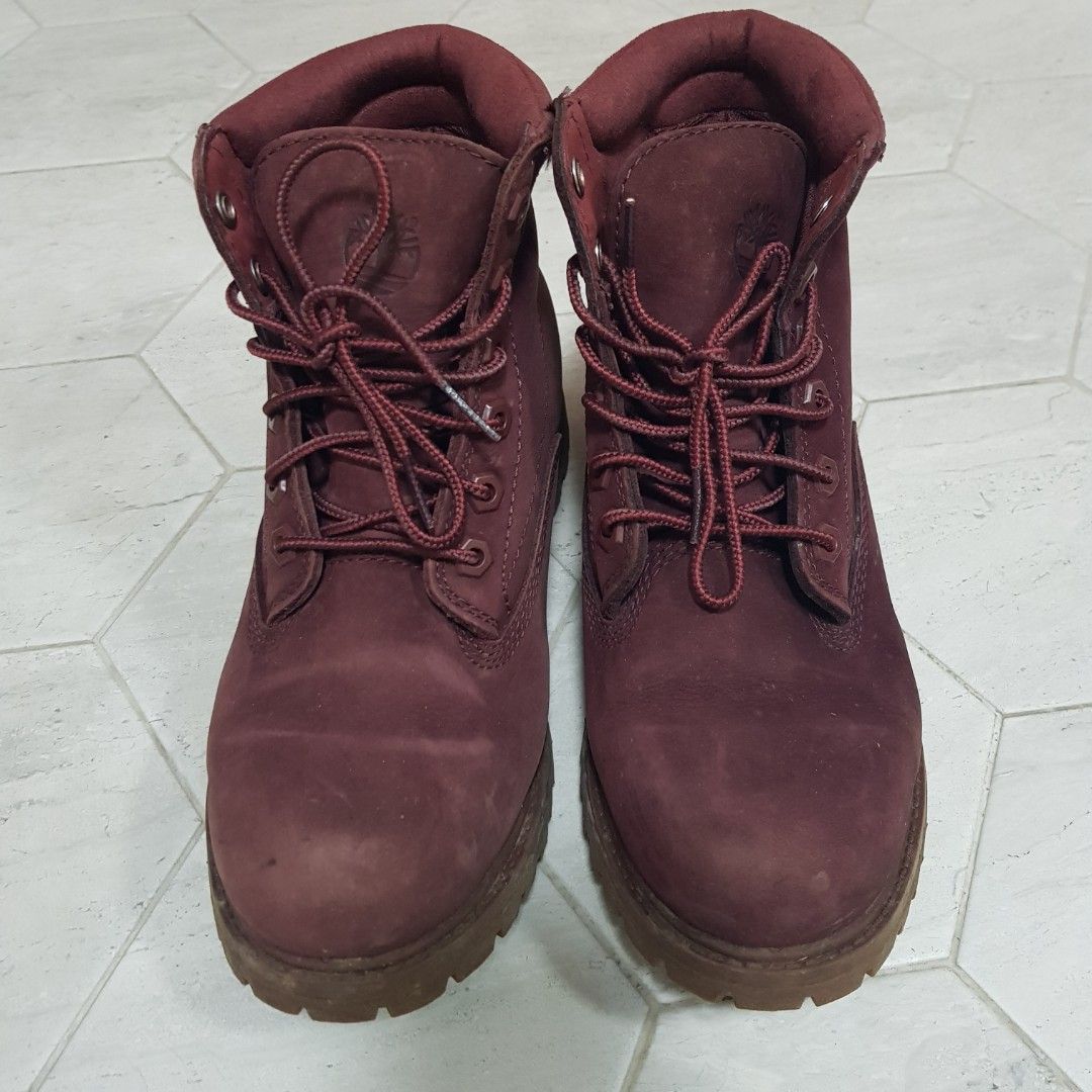 Timberland Women Maroon Boots, Women's Fashion, Footwear, Boots on