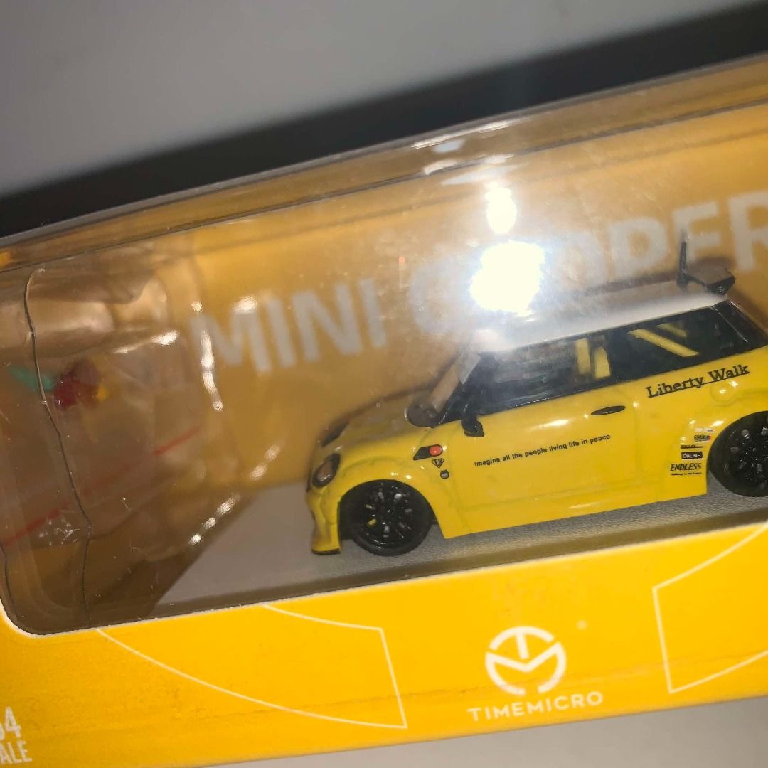 Time Micro 1/64 Scale Mini Cooper LBWK Yellow Die-cast Car w/ Figure ...