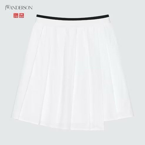 Uniqlo JW Anderson White Pleated Preppy Skirt L, Women's Fashion