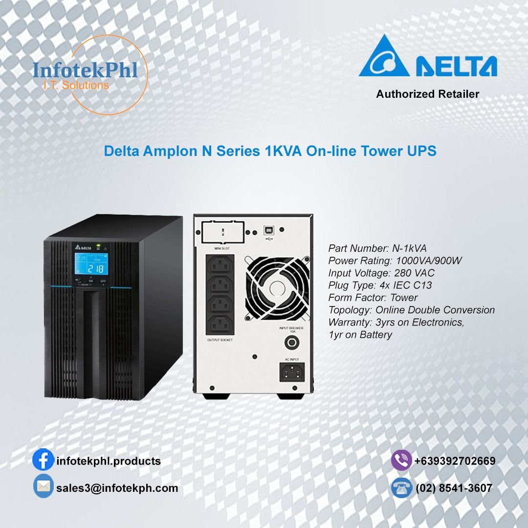 UPS Power Supply Delta 1KVA Online Tower, Computers & Tech, Parts ...