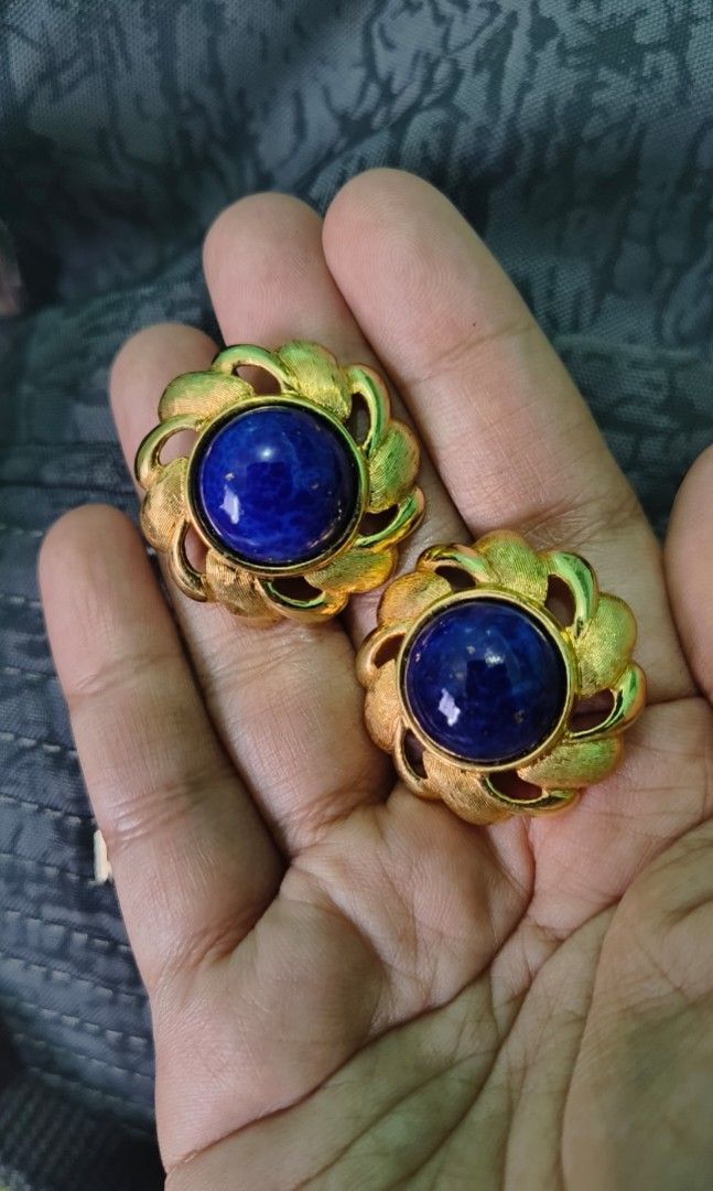 Vintage blue earrings on sale