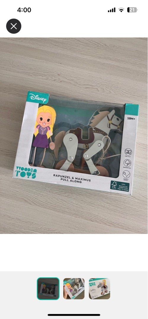 Wooden toy pull along rapunzel kmart