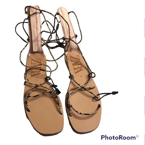 ZARA strappy snakeskin gladiator sandals