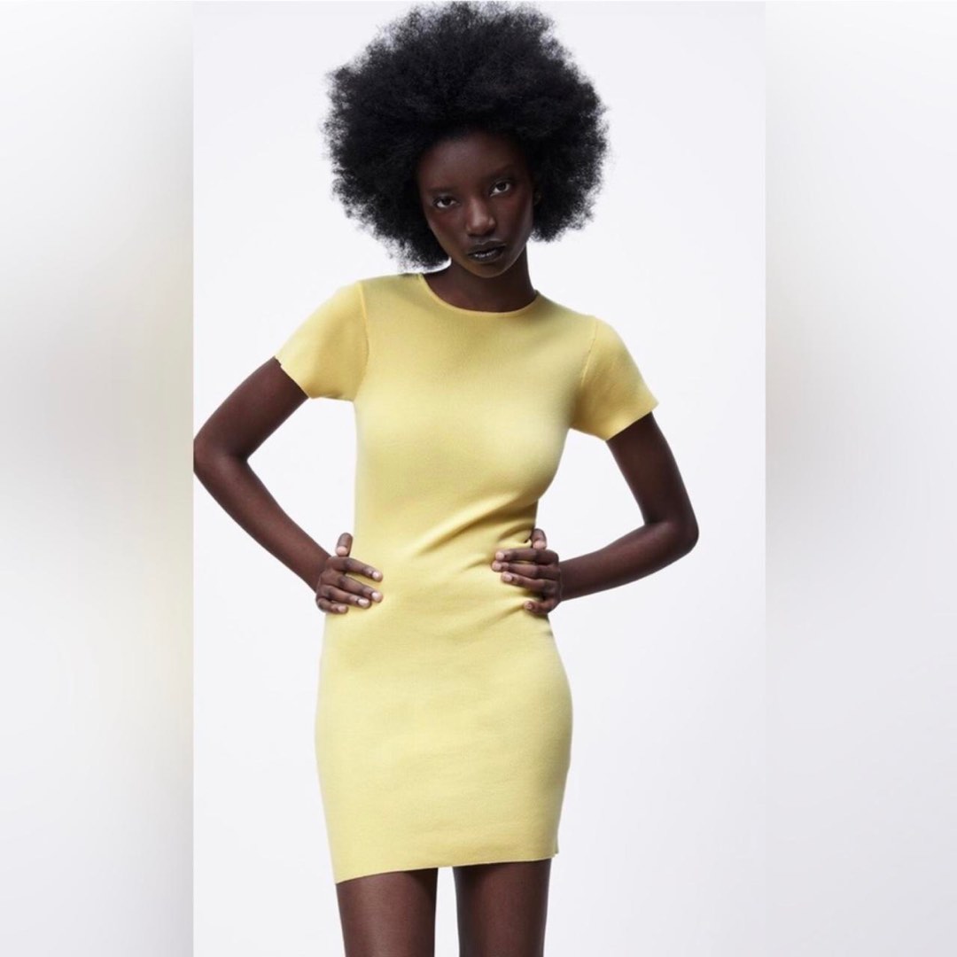 yellow knit dress zara Zara Yellow Knit Dress