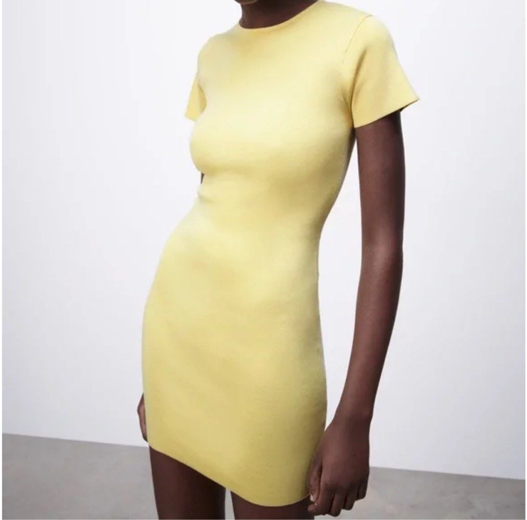 Zara yellow knit dress, Women's Fashion, Dresses & Sets, Dresses on  Carousell