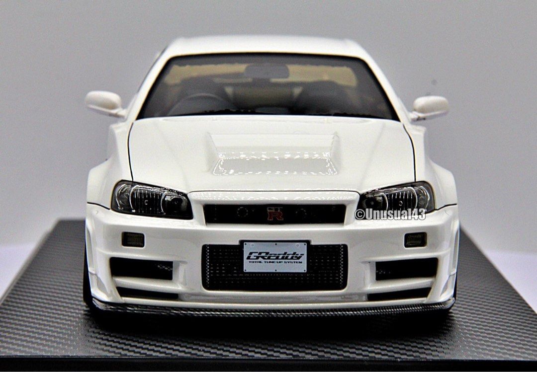1/18 Ignition Model Trust GReddy 34RX White Nissan R34 GTR, Toys