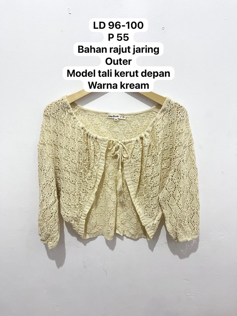 ATASAN OUTER Cardigan Rajut KATBOLL JARING SERUT DEPAN TALI DEPAN CROP ...