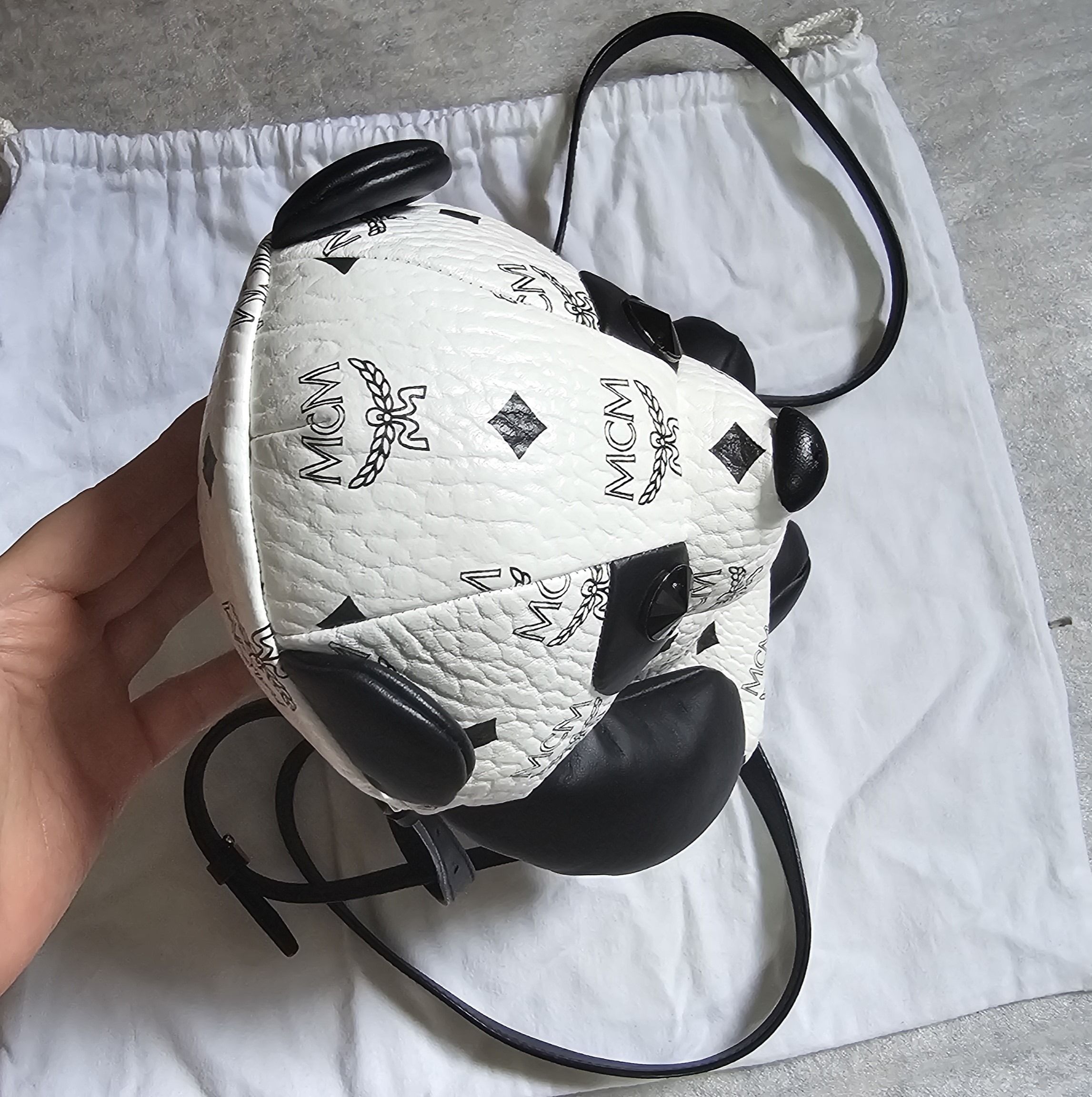 Authentic RARE MCM Panda Doll Crossbody Sling Backpack Bag