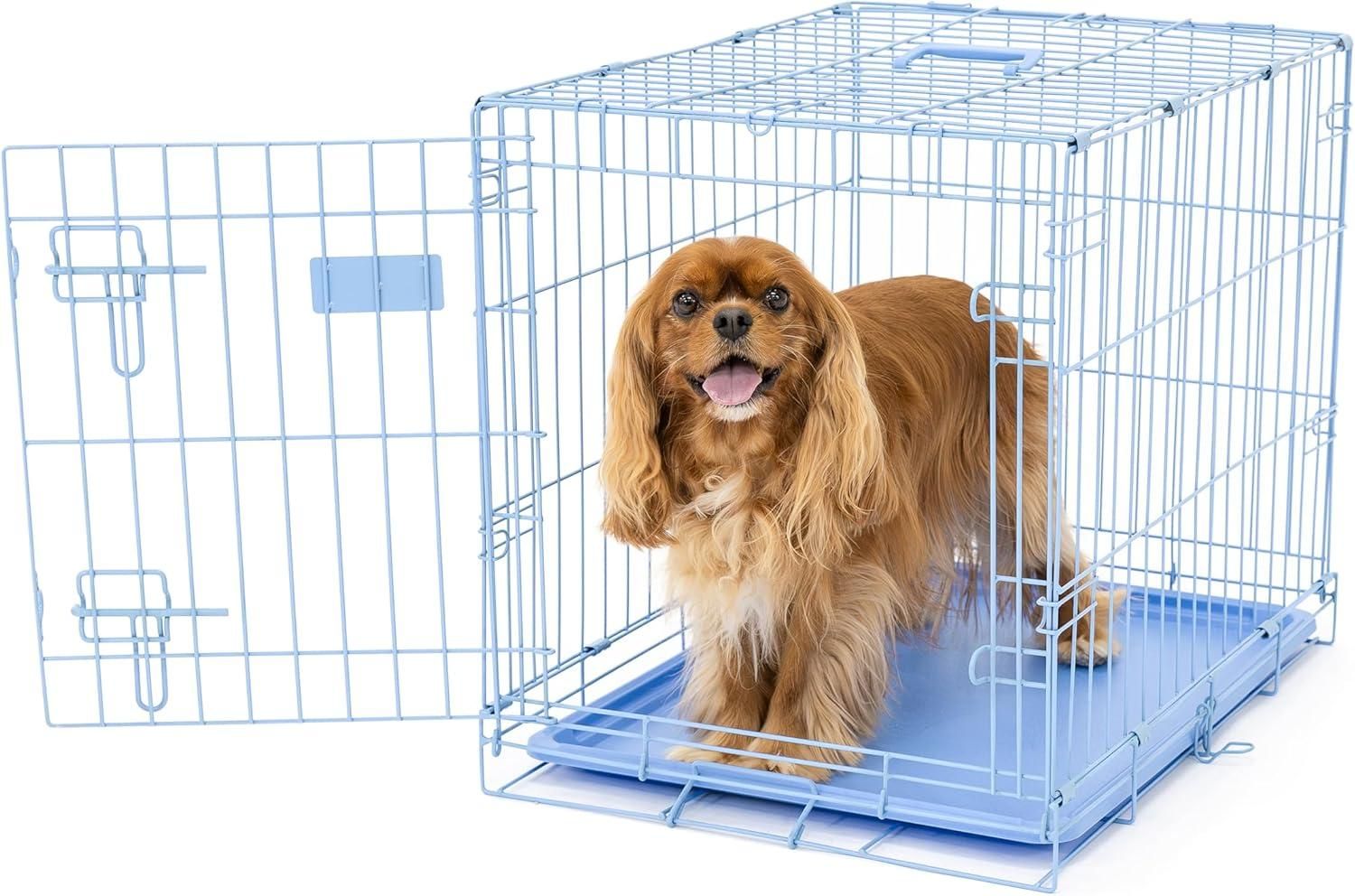 Carlson Blue Secure and Compact Single Door Metal Dog Crate Small Blue Small