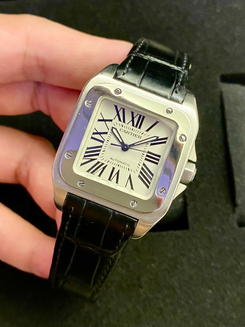 Cartier santos 100 stainless steel shop