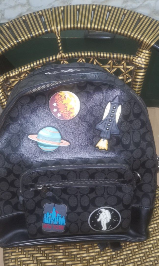 Coach Nasa West Backpack With Space Patches Black
