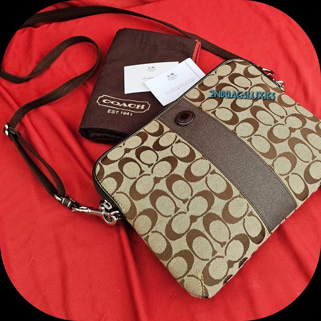 Coach Monogram Logo Zip Ipad Tablet Clutch Crossbody Bag Women s Fashion Bags Wallets Cross body Bags on Carousell