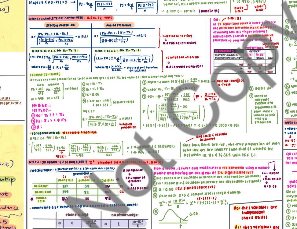 COR-STAT1202 Statistics Notes/ Cheatsheet (SMU), Everything Else on ...