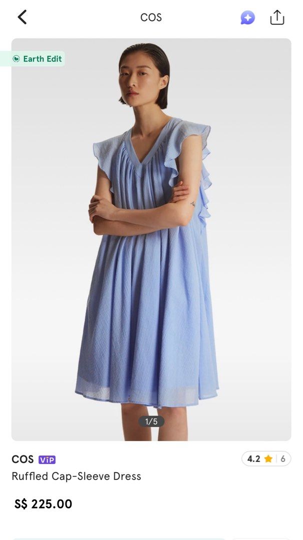 COS Ruffle Sleeve Cap Dress Baby Blue Women s Fashion Dresses Sets Dresses on Carousell