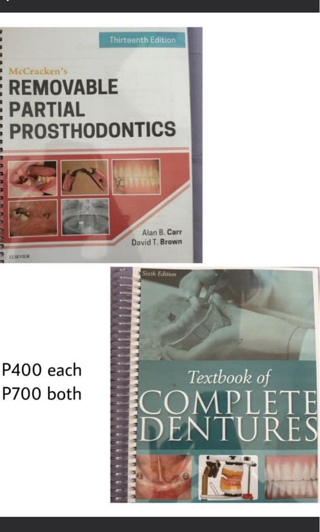 Dentistry Books (Removable Partial Prosthodontics and Complete Denture) (Category: Textbooks) located in Quezon City. Submitted by the.uno.ph (Listing ID 1327229856, Image 1). Description: .