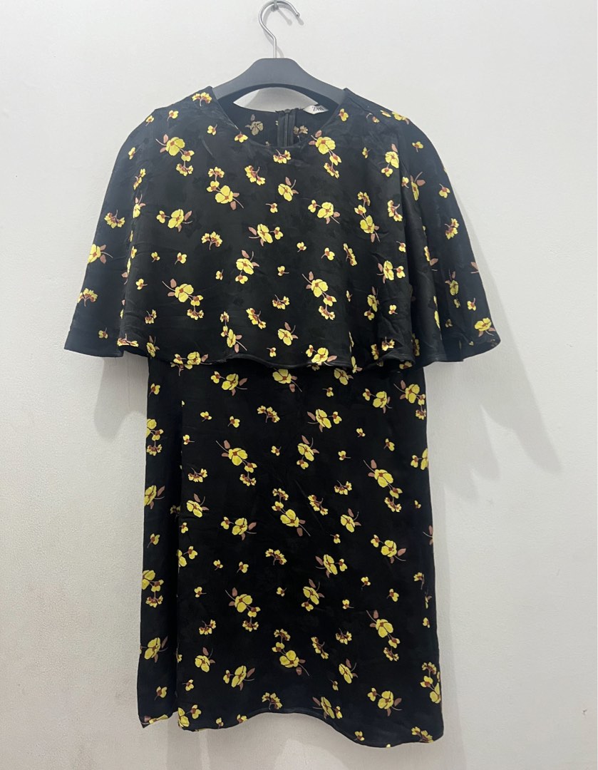 dress zara black flower