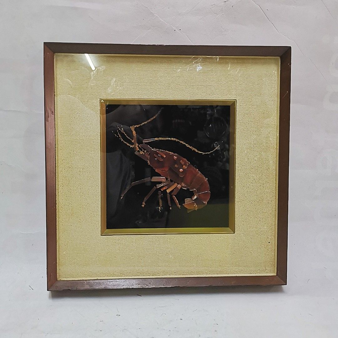 Gemstone painting, Mellow Stone, Shrimp, Jewel painting, Vintage art