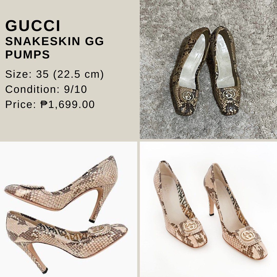 GUCCI SNAKESKIN GG PUMPS Women s Fashion Footwear Heels on Carousell