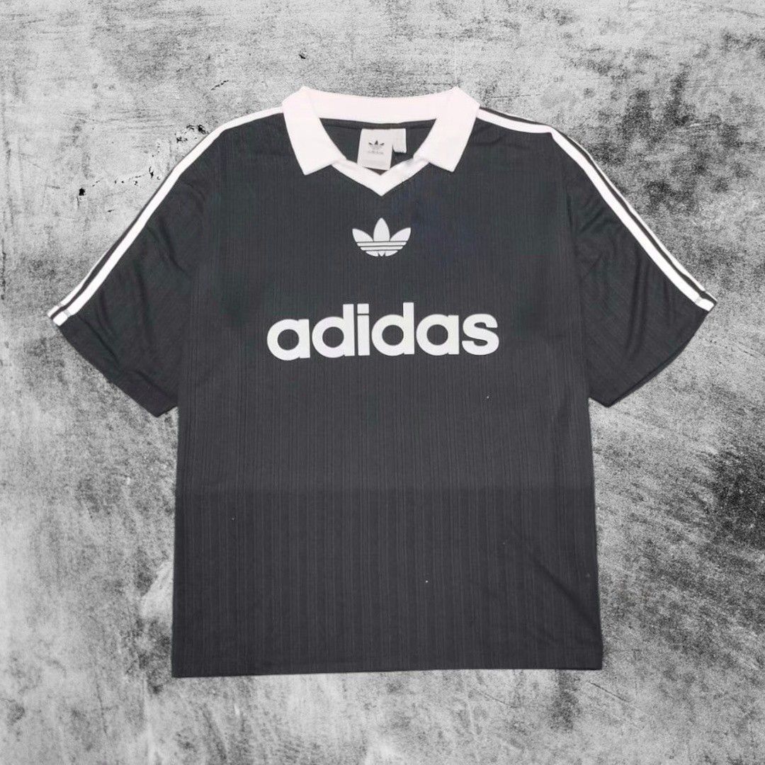 Kaos Jersey Adidas Trefoil 3 Stripes Hitam Fesyen Pria Pakaian Atasan di Carousell