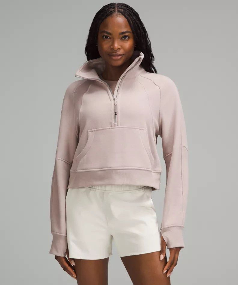 Lululemon Scuba Oversized Half Zip Funnel Neck Sweatshirt in Adaptive Pink Women s Fashion Activewear on Carousell