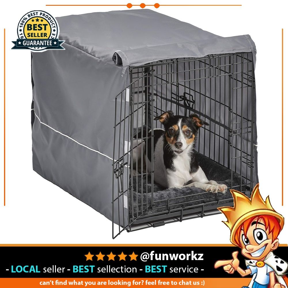 MidWest Homes for Pets Double Door Dog Crate Kit Includes One Two Door Matching Gray Bed Crate Cover 30 Inch Kit Ideal for Medium Dog Breeds 30.0 L x 19.0 W x 21.0 H Pet Supplies