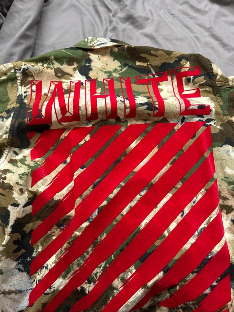 Camo jacket with red stripe on sale
