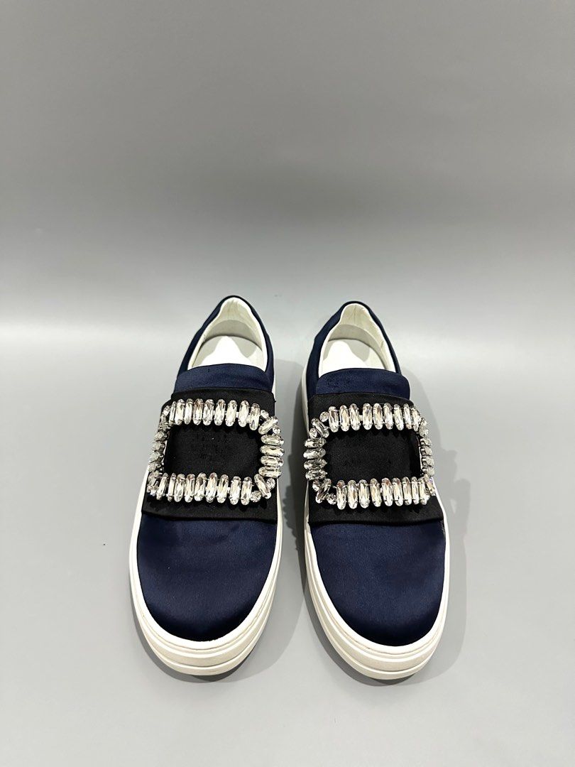 ROGER VIVIER Strass Buckle Sneakers (Category: Sneakers & Footwear) located in Manila. Submitted by luvluxe.mnl (Listing ID 1327307487, Image 2). Description: Authentic Size 35 LIKE NEW!! Satin material Sobrang ganda!! .