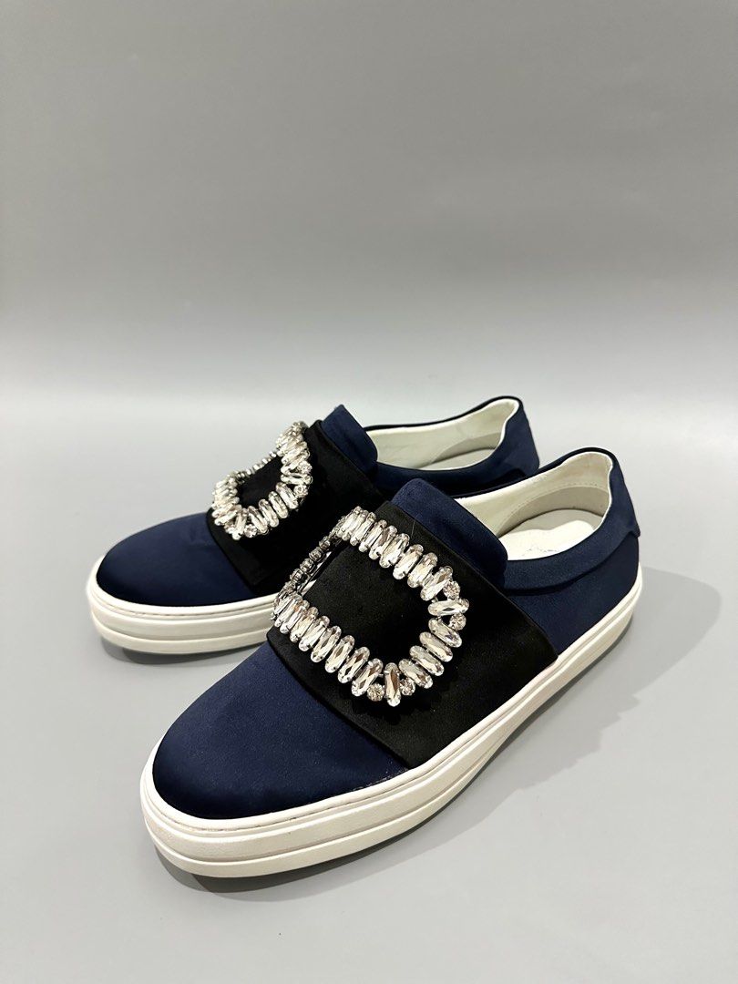 ROGER VIVIER Strass Buckle Sneakers (Category: Sneakers & Footwear) located in Manila. Submitted by luvluxe.mnl (Listing ID 1327307487, Image 3). Description: Authentic Size 35 LIKE NEW!! Satin material Sobrang ganda!! .