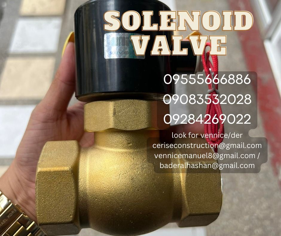 SOLENOID VALVE (Category: Construction Tools & Equipment) located in Manila. Submitted by vlmhardwarevennice (Listing ID 1327297879, Image 1). Description: CERISE CONSTRUCTION SUPPLY Look for MS.VEE for inquiries, Office located at 1147ALORENZO ST ABAD SANTOS TONDO MNL satellite office at imus cavite.