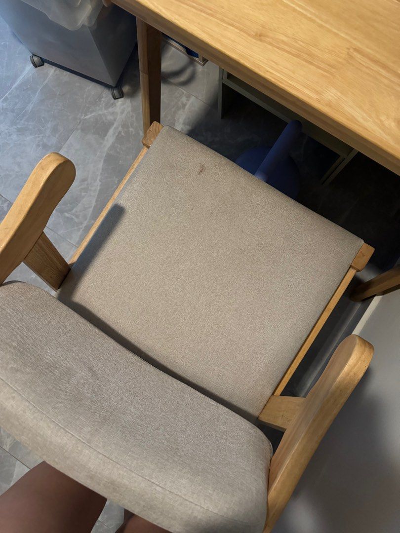 Solid wooden study table set (Category: Tables & Sets) located in Singapore. Submitted by Jellyfish (Listing ID 1327344802, Image 3). Description: 80cm length 60cm deep 74cm height.
