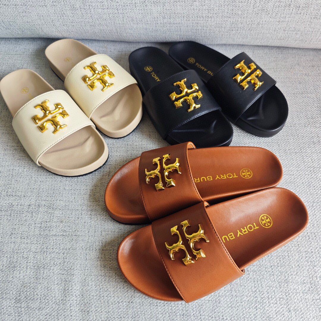 Tory burch logo flip flops cheap