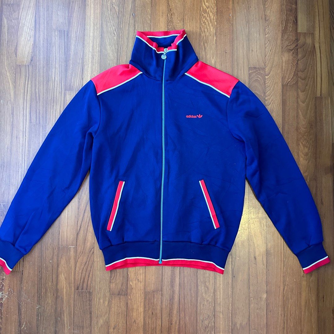 Vintage Adidas Track Jacket Navy Sz L Jersey Made in West Germany