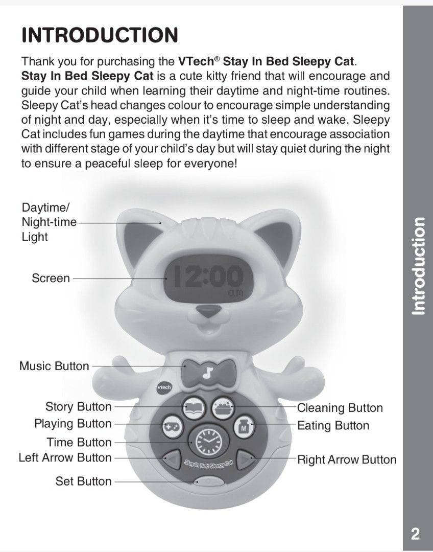 Vtech Stay In Bed Sleepy Cat B22