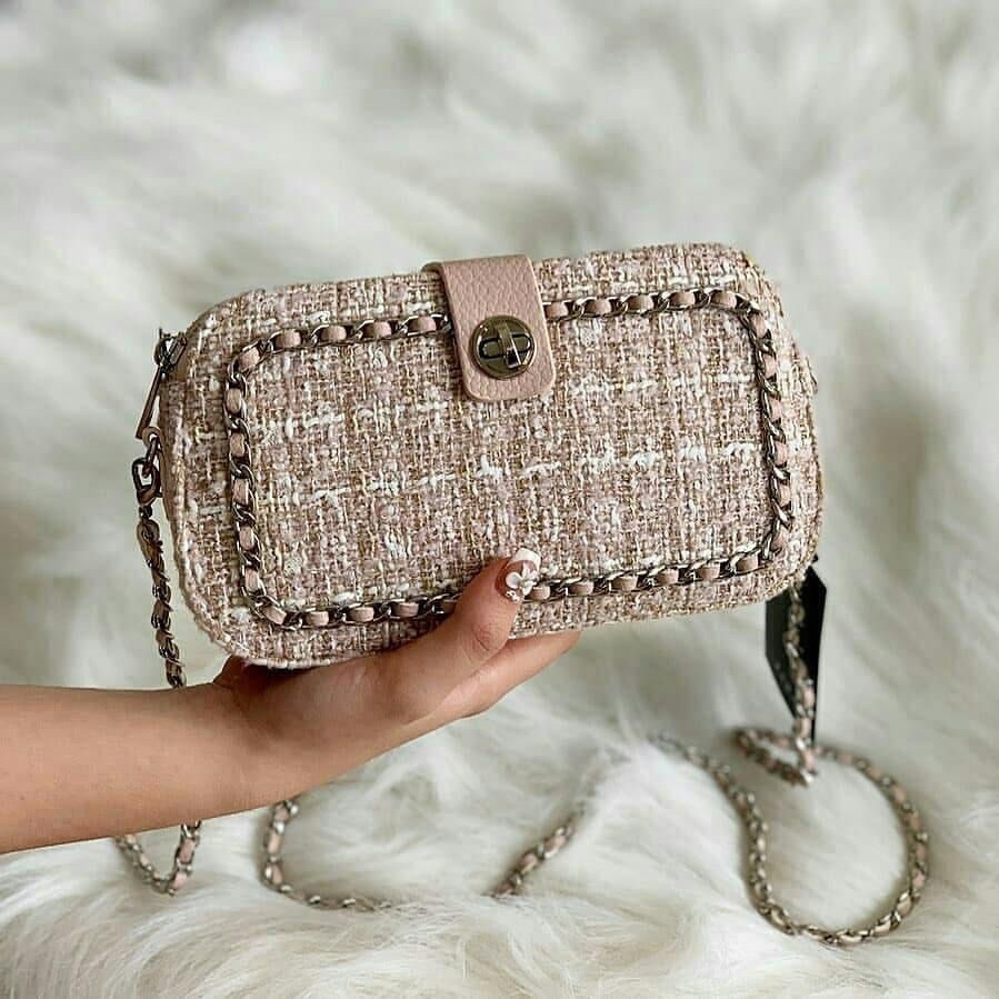 Tweed bag zara hot sale