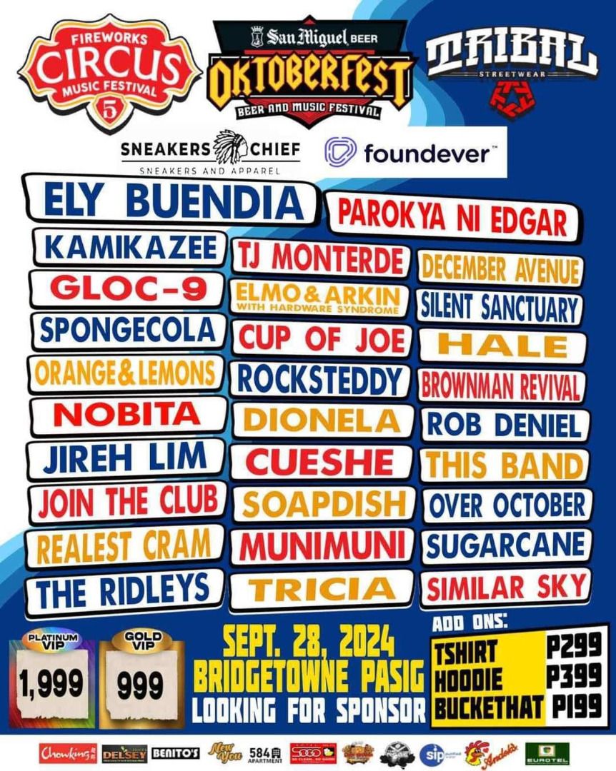 2pcs Platinum VIP Tickets Circus Music Festival 5 (September 28, 2024