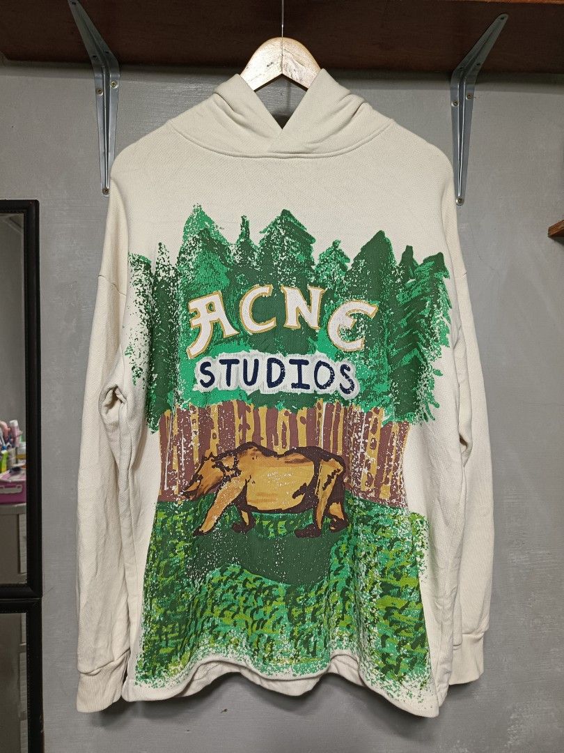 Acne Studios Bear Graphic Hoodie Off White