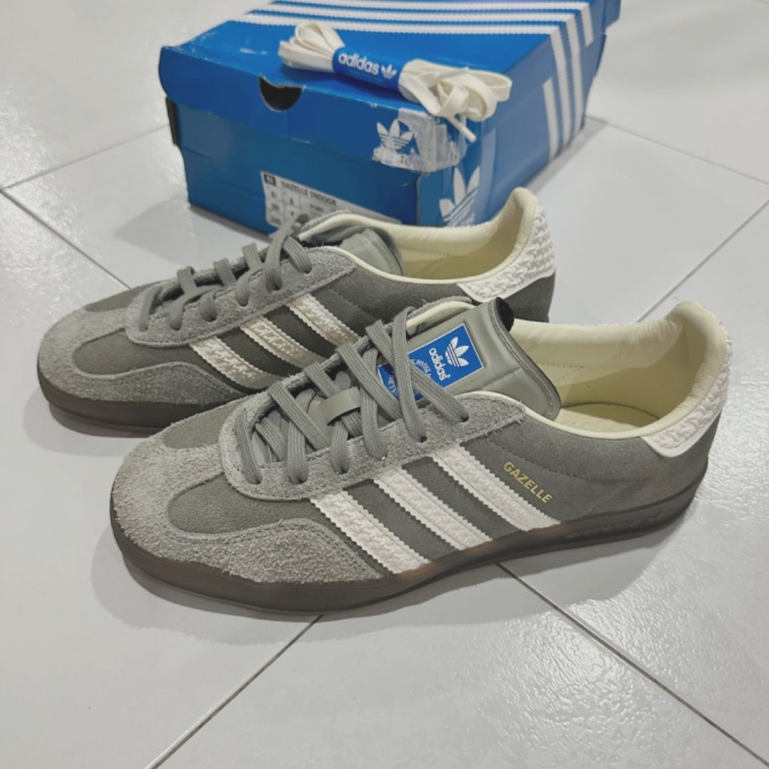 Adidas Gazelle Indoor Grey White size 39 Women s Fashion Footwear Sneakers on Carousell