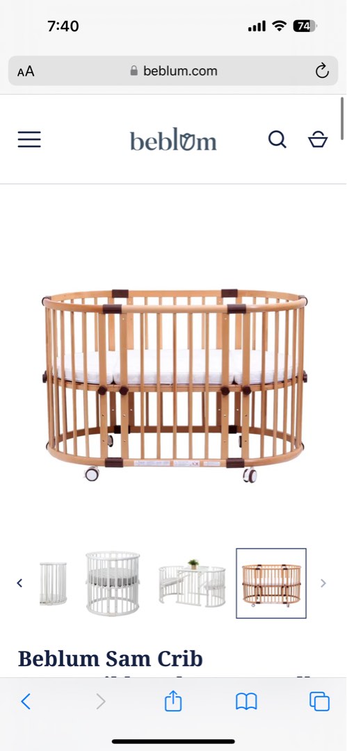 Beblum Sam Crib Cot Babies Kids Baby Nursery Kids Furniture Cots Cribs on Carousell