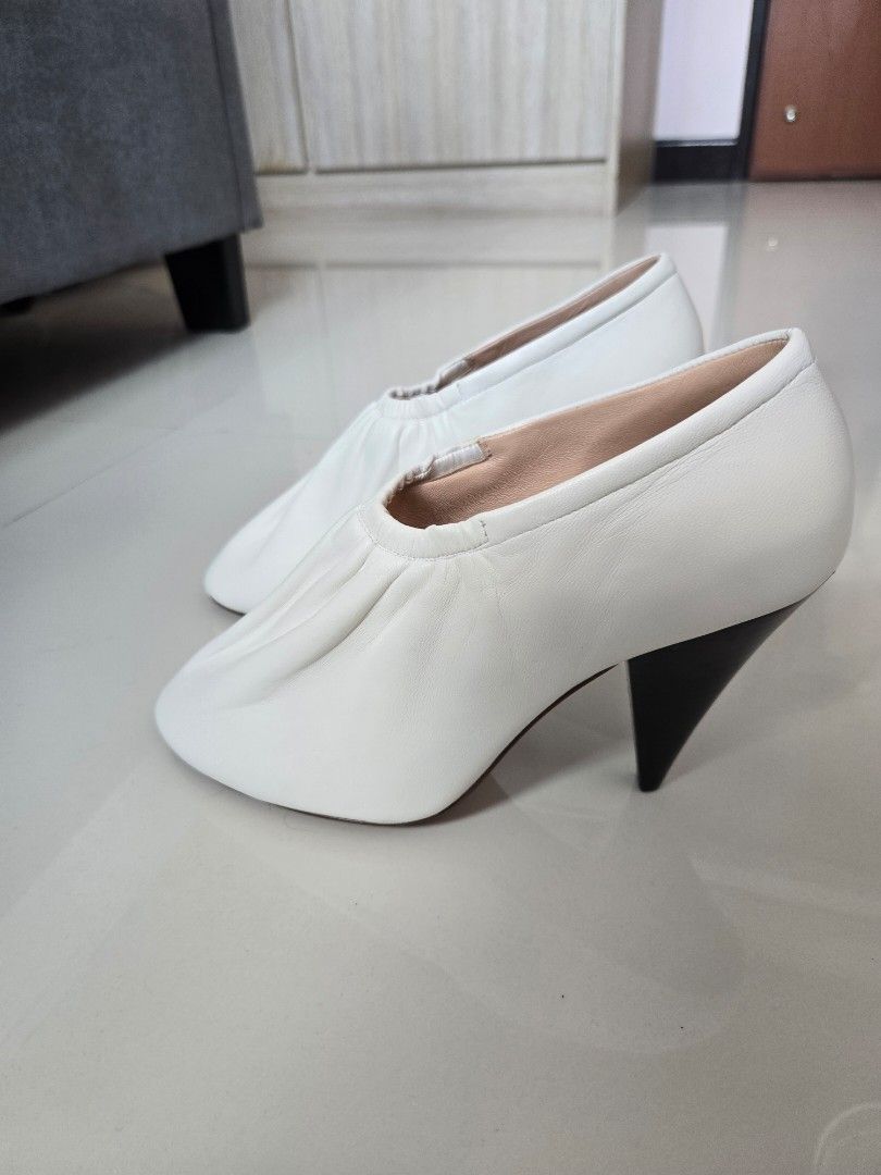 CELINE RESORT 2017 PHOEBE PHILO WHITE ELASTIC HEELS Women s Fashion Footwear Heels on Carousell