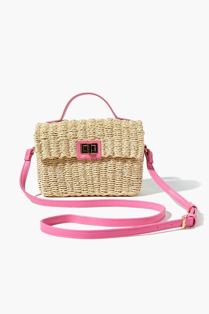 ContrastTrim Basketwoven Crossbody Bag, Women's Fashion, Bags & Wallets, Shoulder Bags on Carousell