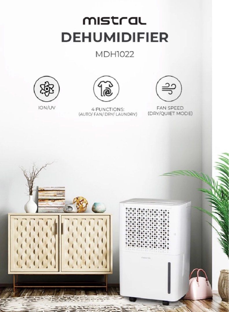 Dehuminifier (Category: Air Purifiers & Dehumidifiers) located in Singapore. Submitted by sushikun (Listing ID 1327434063, Image 3). Description: Description Condition: Light used Secondhand for sale - 24 hours timer - Soft button control - Automatic UVC and Anionizer - Activated carbon filter - Quality compressor, environmental-friendly refrigerant R290 - Auto cut-off when tank is full - Continuous drainage - Drainage hose - Handle - Castor whee