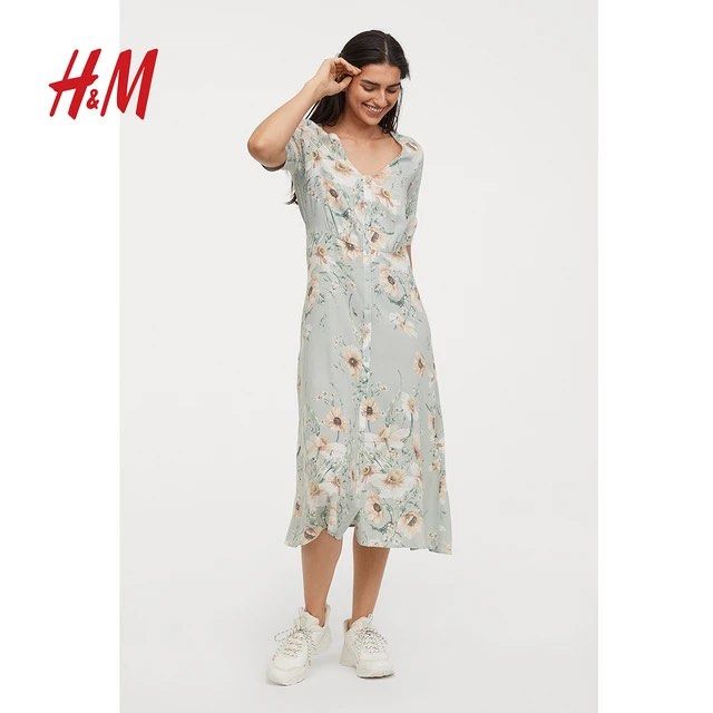 H M Pastel Sunflower Buttondown Dress Women s Fashion Dresses Sets Dresses on Carousell