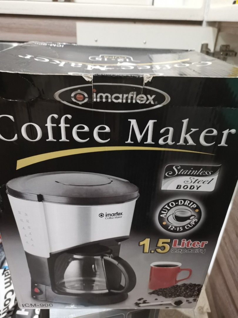 Imarflex Coffee Maker (Category: Coffee Machines & Makers) located in Quezon City. Submitted by ailynnann (Listing ID 1327446607, Image 2). Description: Imarflex ICM-900 1.5L Capacity Stainless steel body RFS: Decluterring Location: Quezon City PM for your inquiries, thank you. Payment first policy. No COD. No Pabili Service. No COP. Payment method: BDO or Gcash.